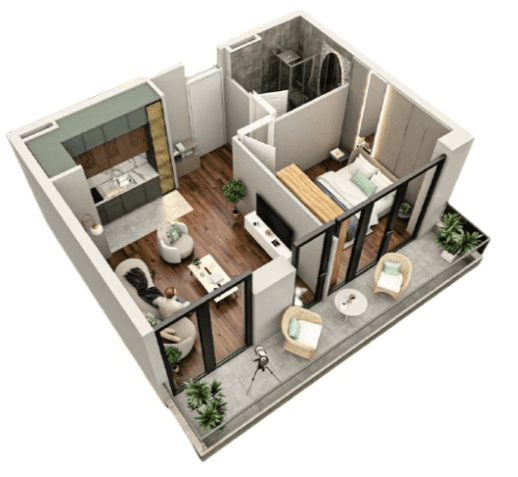 1-bedroom apartment, 49.5 m², 3 floor, Tekto Rakurs in Batumi