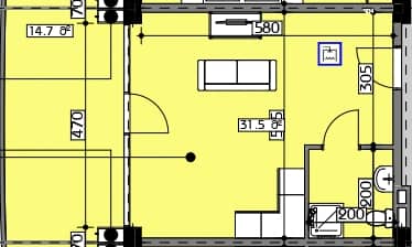 Студия, 46.2 м², 7 этаж в ЖК "Swiss village"