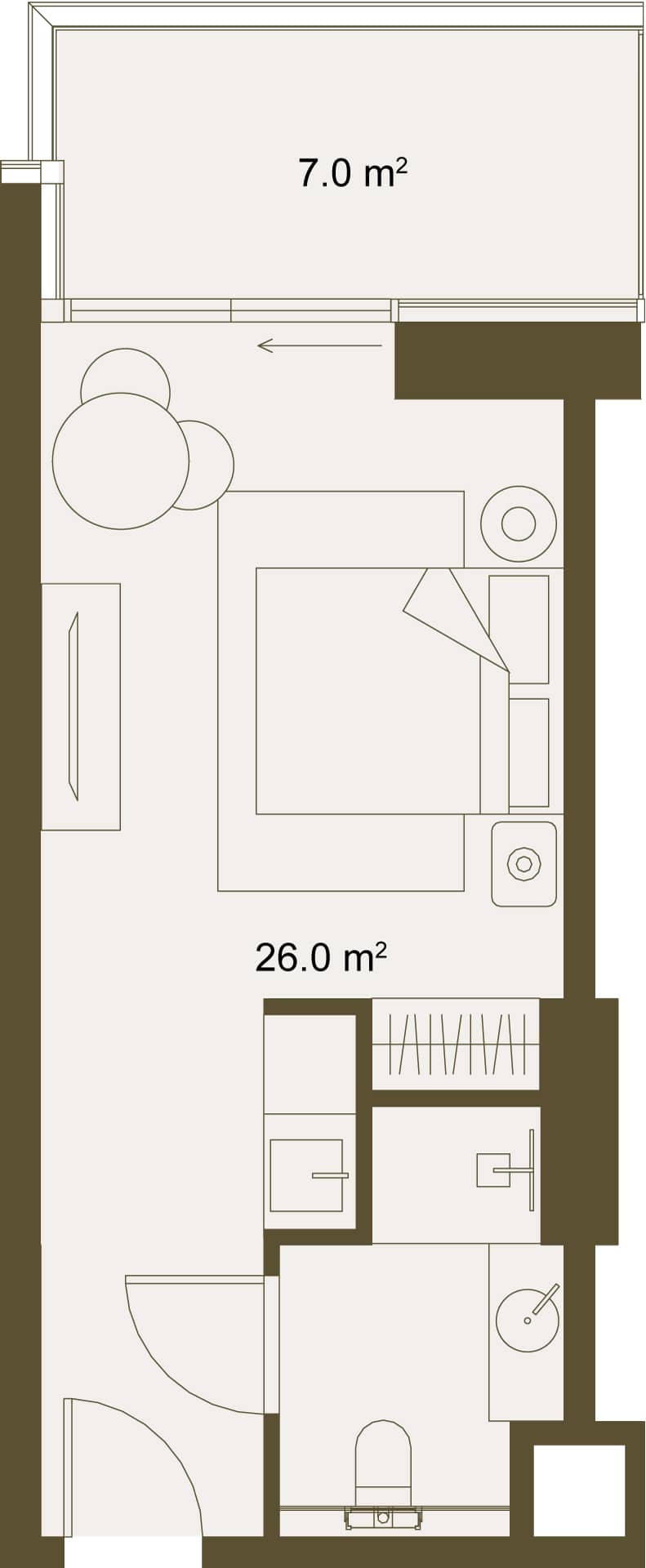 სტუდიო, 32.9 მ², სართული 11 -ში "NEXT GARDENS"