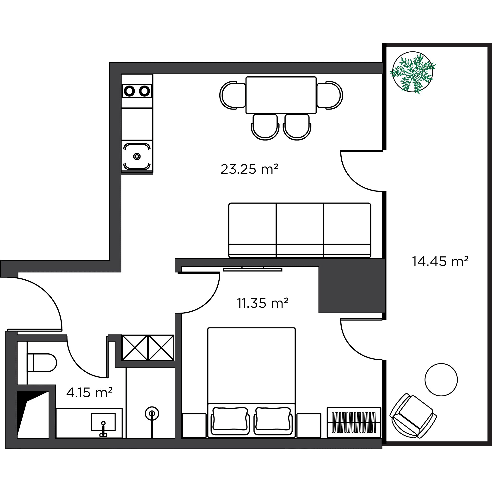 1-bedroom apartment, 53.1 m², Floor 29 in "Ambassadori Island"