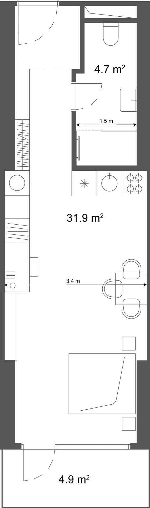 Студия, 37.4 м², 22 этаж в ЖК "Ramada Residences"