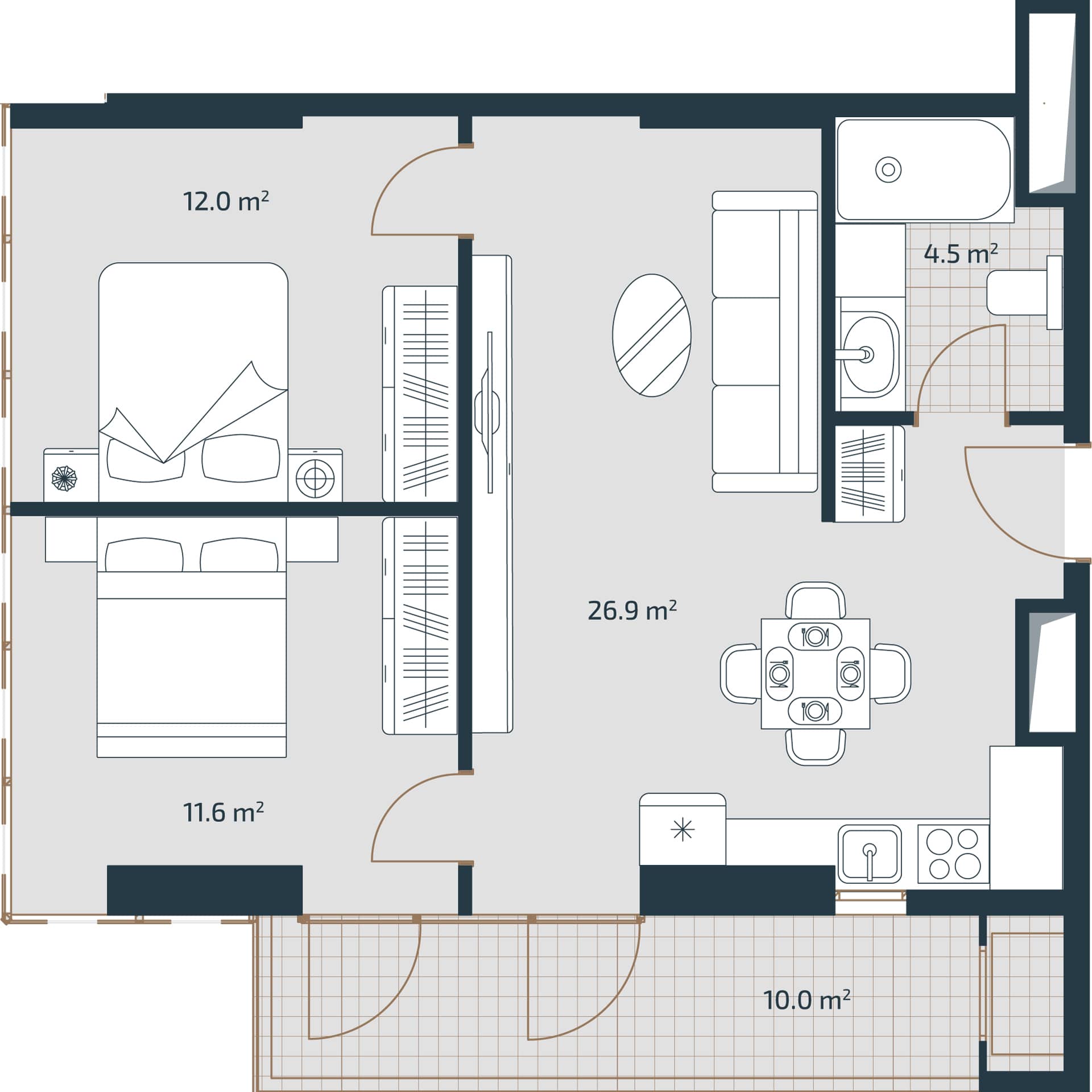 2-ოთახიანი ბინა, 65 მ², 21 სართული, Artex Parkline ბათუმში