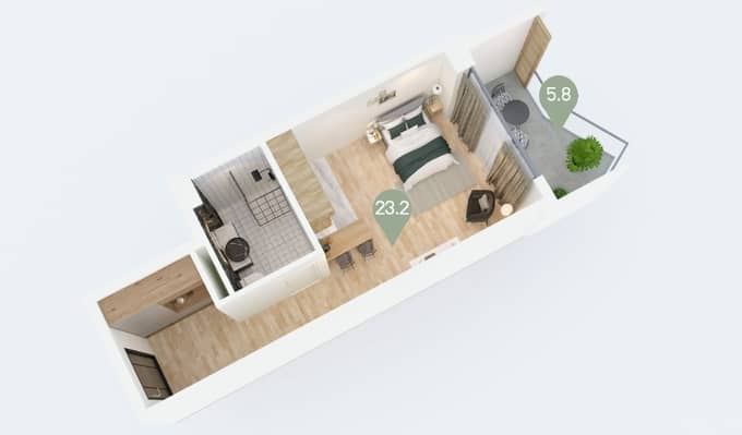 studio, 29 m², 2 floor, Max Holding Gonio in Batumi