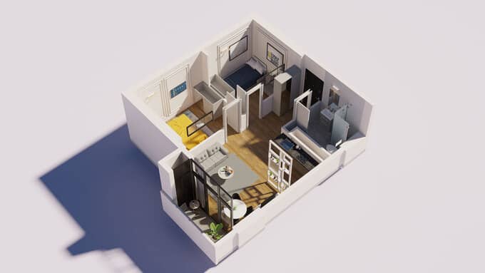 3-bedroom apartment, 49.36 m², 14 floor, GWG Batumi in Batumi