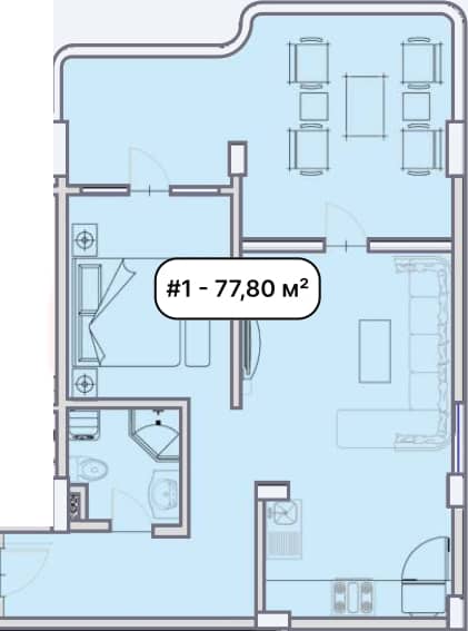 2-bedroom apartment, 77.8 m², 2 floor, Elite Family Residence in Batumi