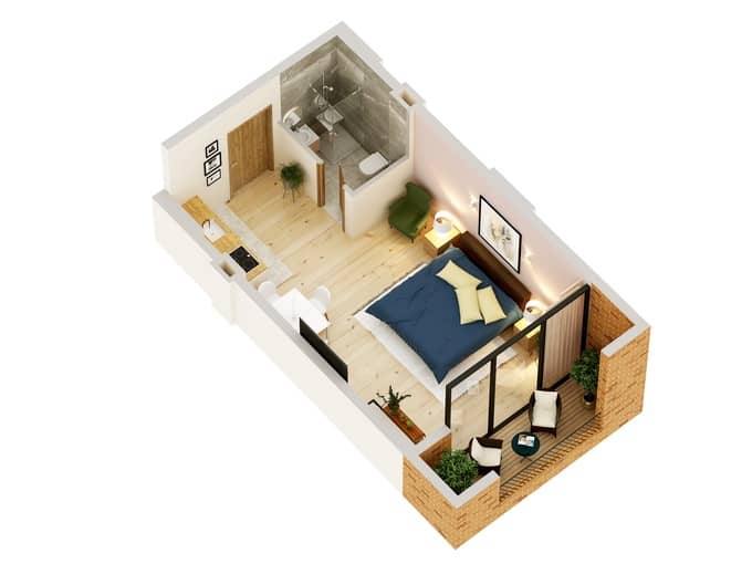 单间，36.6 m²，12 层，位于“Boulevard Residence”