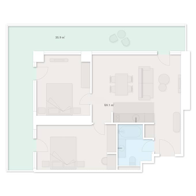 3-bedroom apartment, 105 m², Floor 21 in "SportCity"