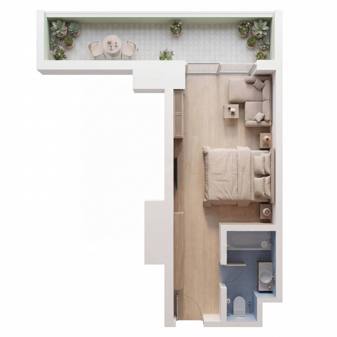 სტუდიო, 33.9 მ², 3 სართული "Pontus Rotana Resort & Spa Gonio"-ში