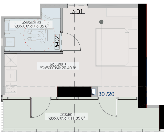 Студия, 36.8 м², 10 этаж в ЖК "Geuz Towers"