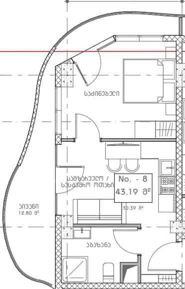 1-bedroom apartment, 44.84 m², 7 floor in "Mardi Hills"