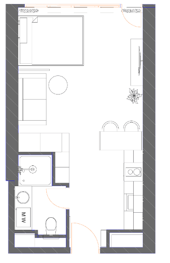 studio, 34.87 m², 17 floor, 7th Heaven Residence in Batumi