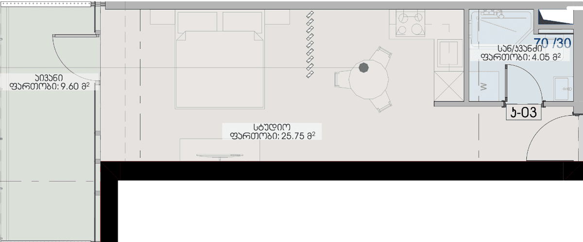 studio, 39.4 m², 6 floor, Geuz Towers in Batumi