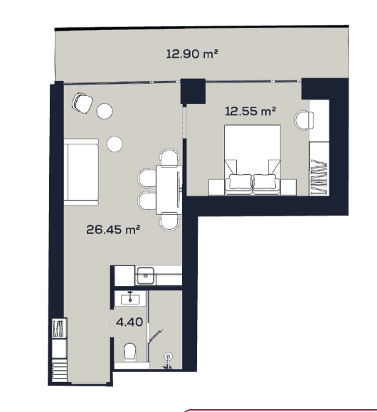 1-bedroom apartment, 56.3 m², 46 floor, Alliance Centropolis in Batumi