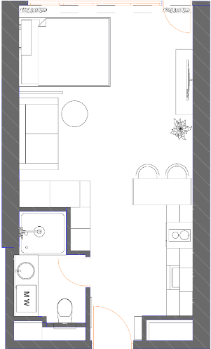 studio, 42.15 m², 22 floor, 7th Heaven Residence in Batumi