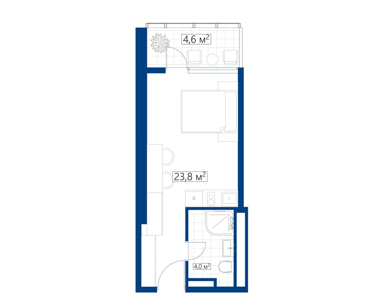 Студия, 28.4 м², 35 этаж в ЖК "Calligraphy Towers"