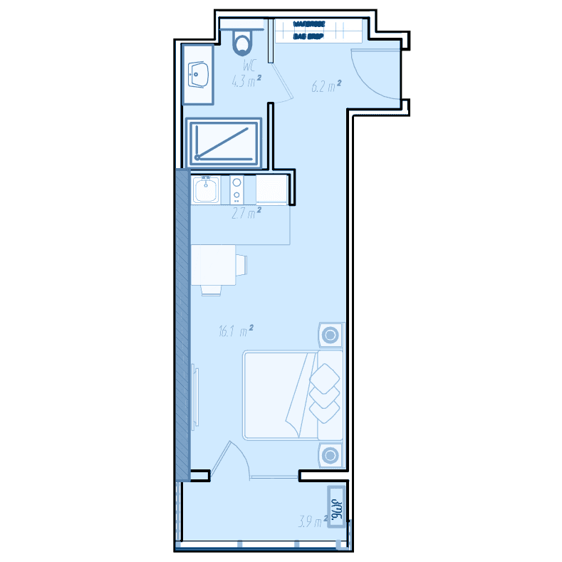 Студия, 34.5 м², 35 этаж в ЖК "BlueSky Tower"