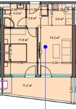 1-bedroom apartment, 50 m², 15 floor in "Prime Residence"