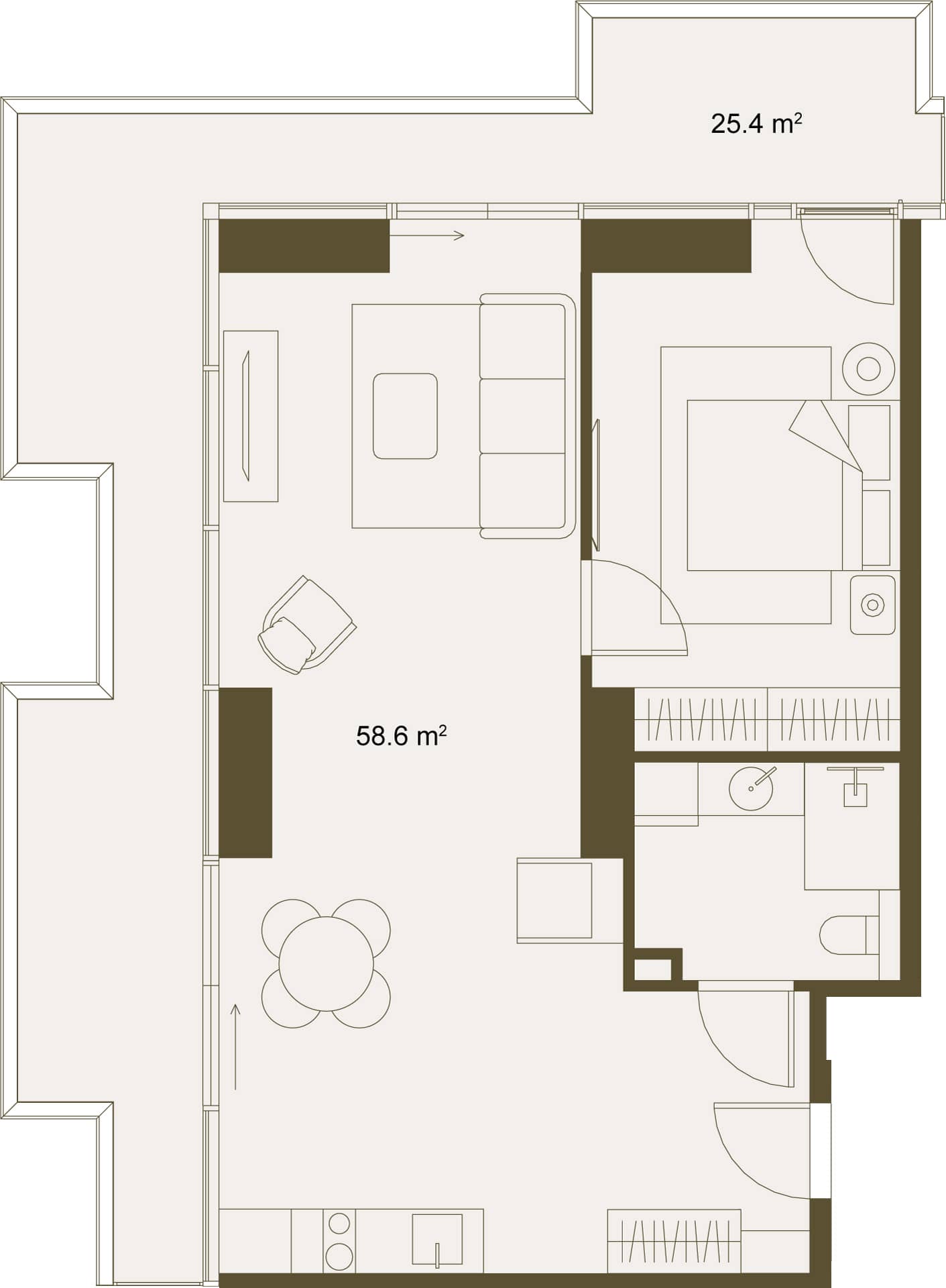 1-bedroom apartment, 83.4 m², Floor 7 in "NEXT GARDENS"
