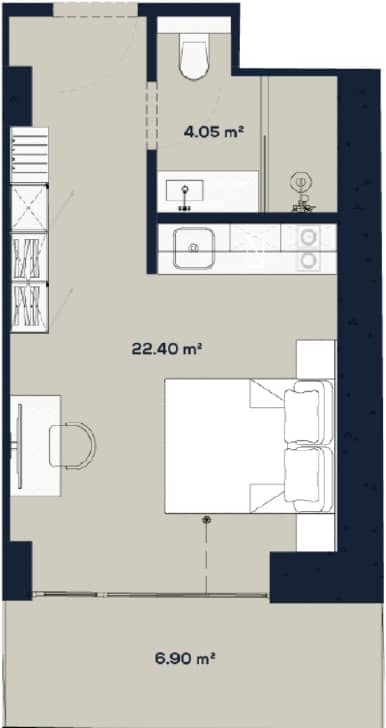 studio, 33.35 m², 47 floor in "Alliance Centropolis"