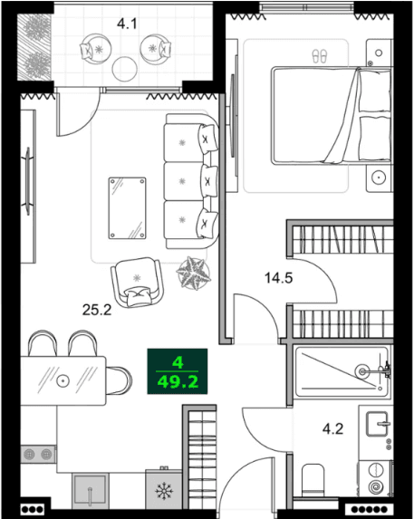 2-комнатная квартира, 49.2 м², 6 этаж в ЖК "SUMMER 365"