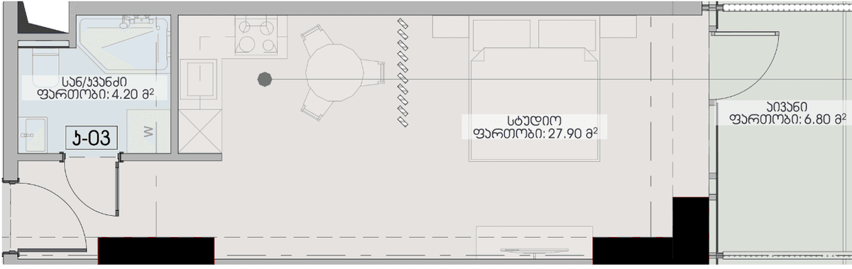 Студия, 38.9 м², 22 этаж в ЖК "Geuz Towers"