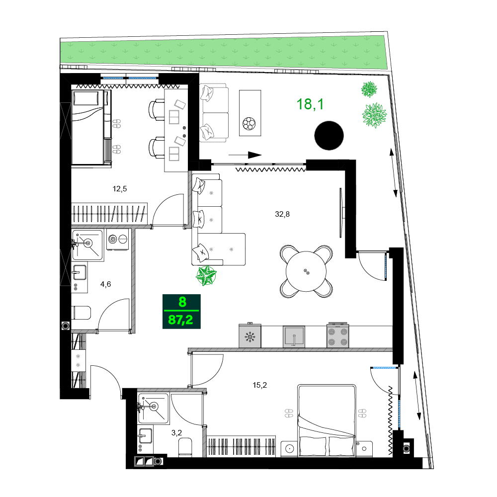 3-bedroom apartment, 87.2 m², 3 floor in "SUMMER 365"