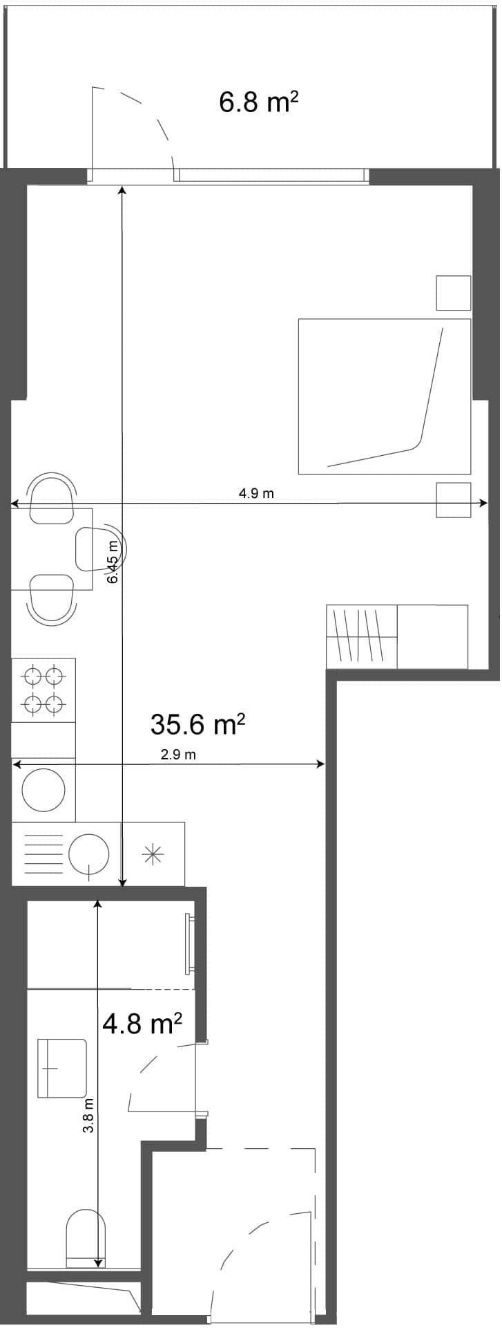 studio, 42.4 m², Floor 38 in "Ramada Residences"