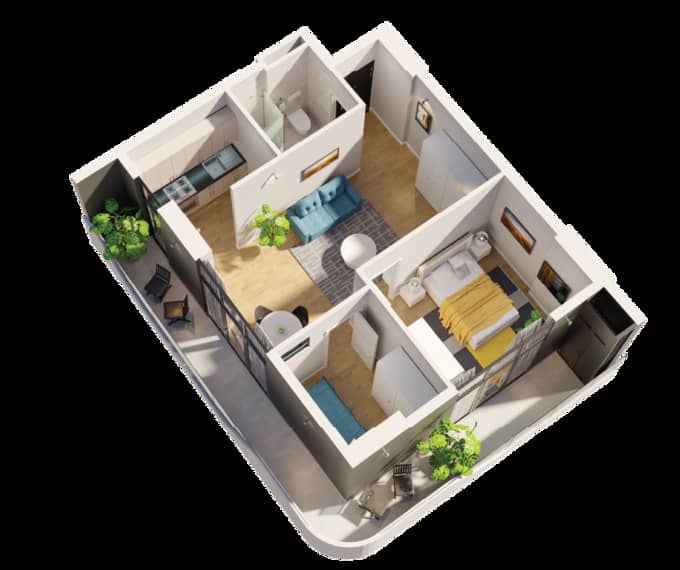 三居室公寓，63.97 m²，2 层，位于“GWG Batumi”