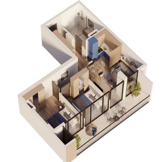 3-комнатная квартира, 63.6 м², 9 этаж в ЖК "Sea Hills"