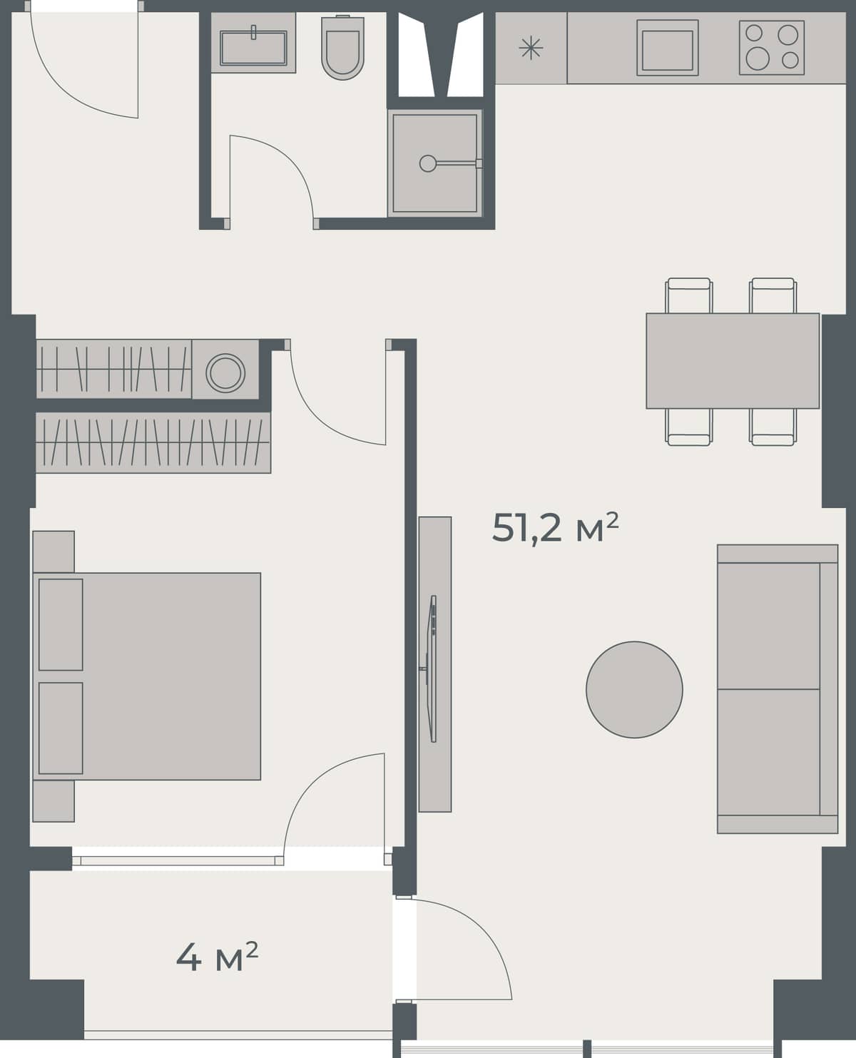 1-bedroom apartment, 55.2 m², 32 floor, One in Batumi