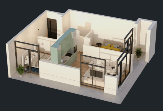 2-bedroom apartment, 69.7 m², 17 floor in "Green Side Gonio"