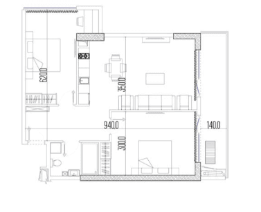 3-комнатная квартира, 74 м², 29 этаж в ЖК "Intourist Residence"