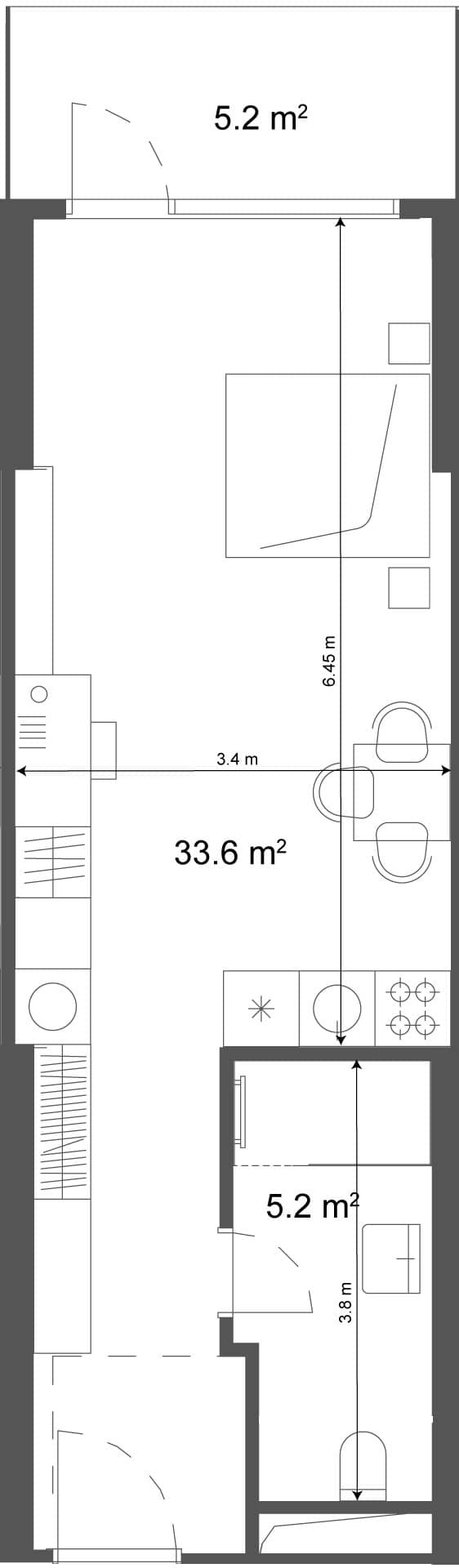 studio, 38.8 m², 38 floor, Ramada Residences in Batumi