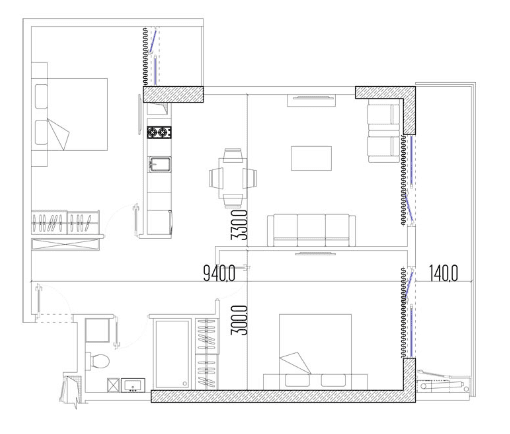 3-комнатная квартира, 72.6 м², 15 этаж в ЖК "Intourist Residence"
