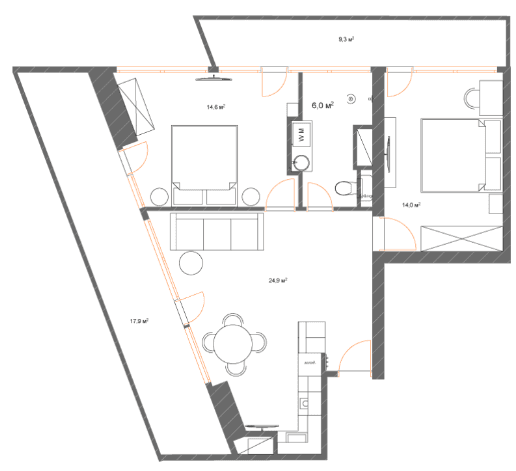 2-bedroom apartment, 95.38 m², 37 floor in "7th Heaven Residence"