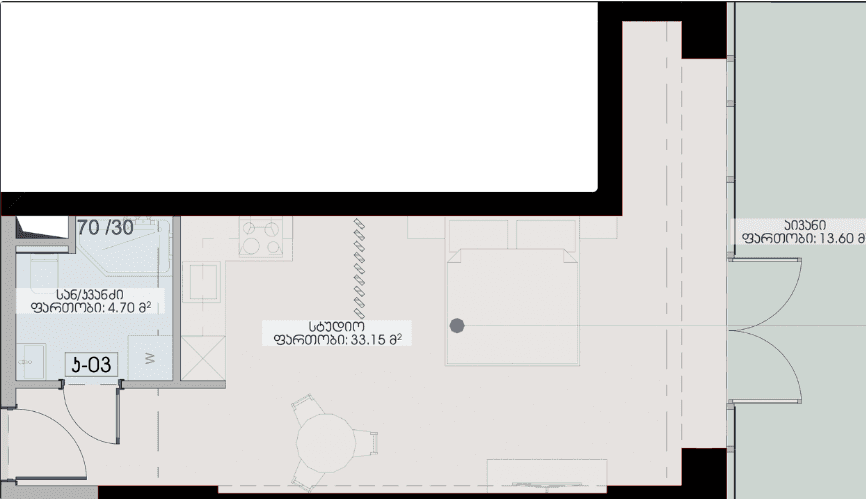 studio, 51.45 m², 4 floor in "Geuz Towers"