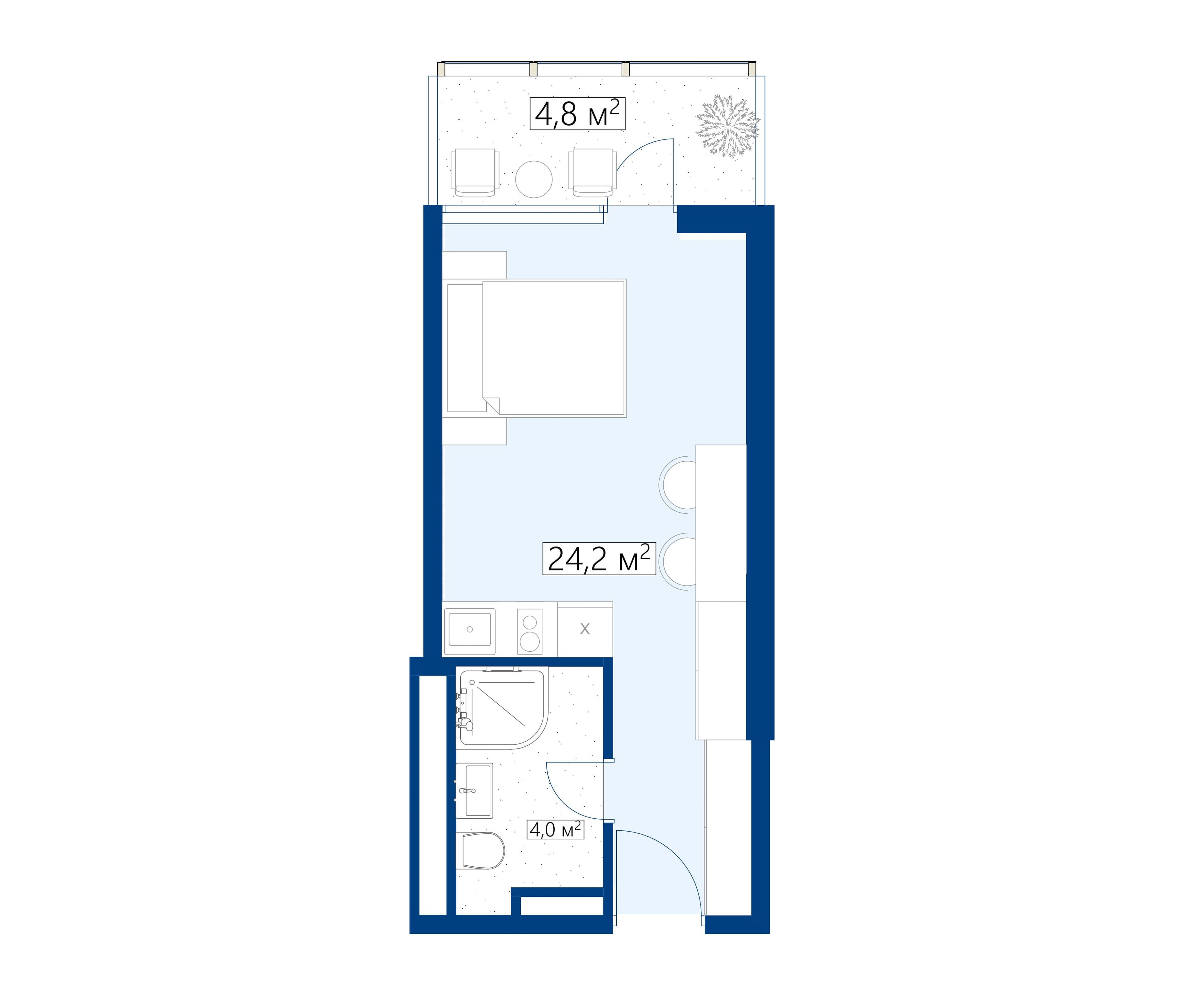 studio, 29 m², 35 floor in "Calligraphy Towers"