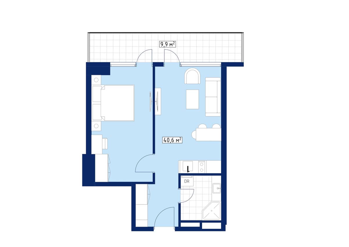 1-комнатная квартира, 50.9 м², 39 этаж в ЖК "Calligraphy Towers"