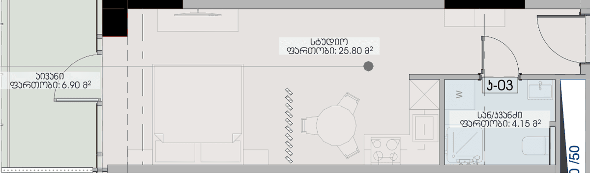 Студия, 36.85 м², 29 этаж в ЖК "Geuz Towers"