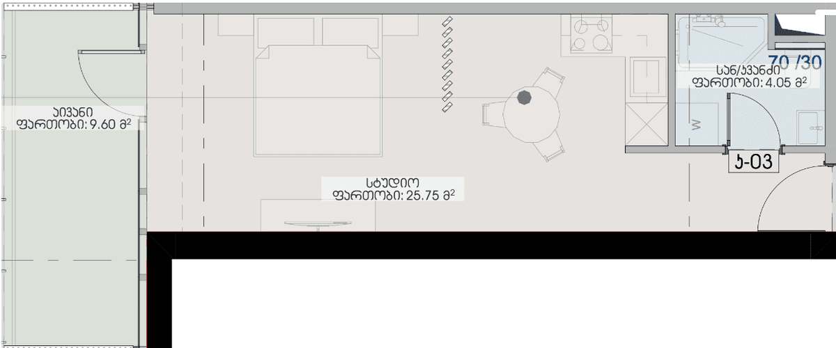 Студия, 39.4 м², 28 этаж в ЖК "Geuz Towers"