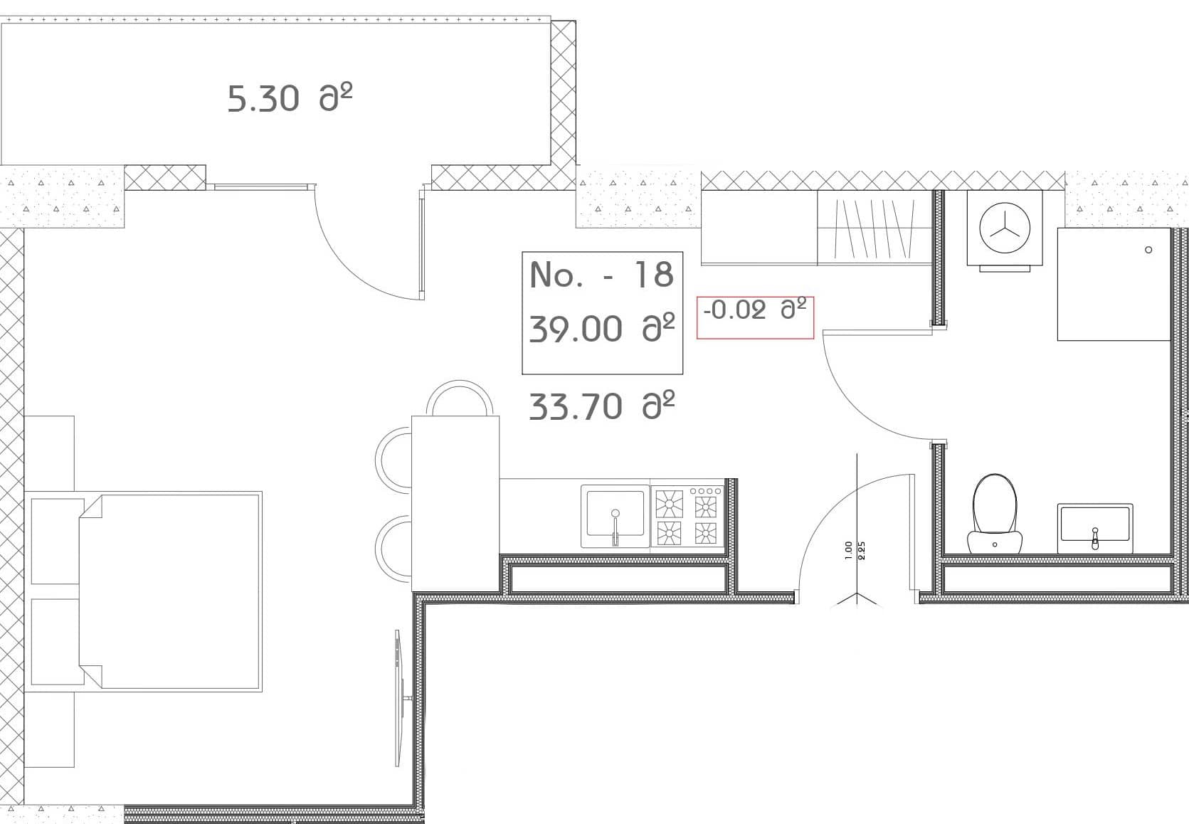 studio, 39 m², 16 floor, Mardi Aquapark Wellness Resort in Batumi