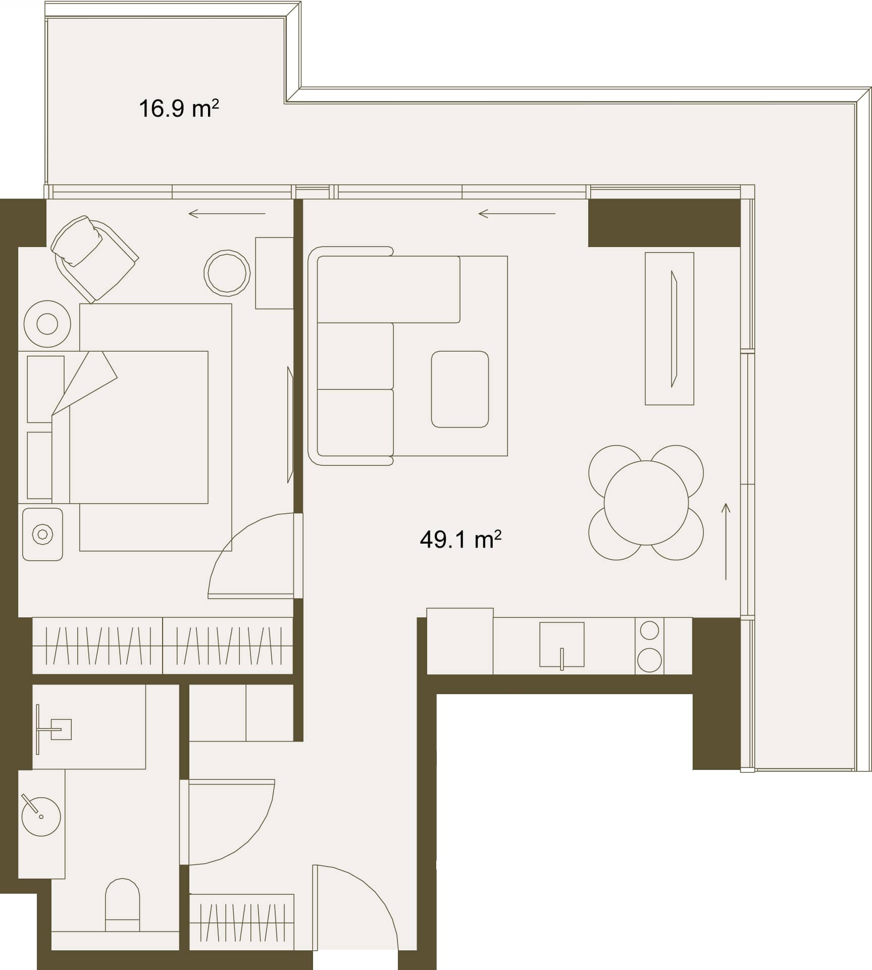 1-bedroom apartment, 66 m², Floor 11 in "NEXT GARDENS"