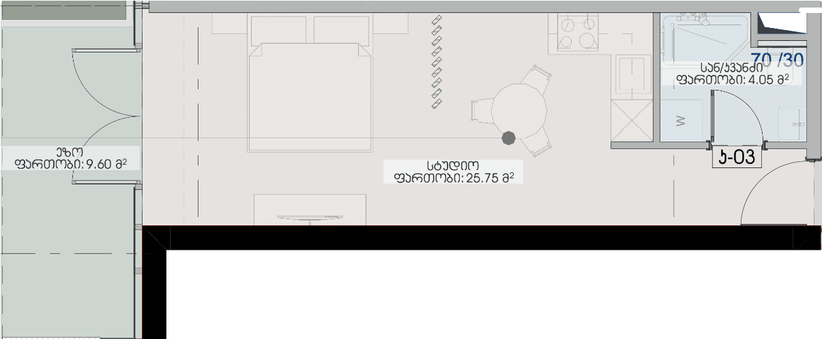 studio, 39.4 m², 4 floor, Geuz Towers in Batumi