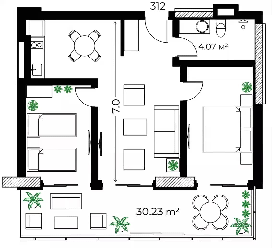 3-room, 76.2 m², Floor 3