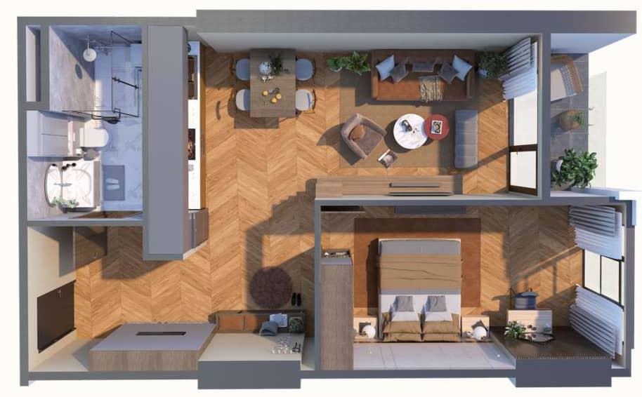 1-комнатная квартира, 61.23 м², 18 этаж в ЖК ""