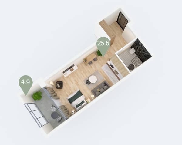 studio, 30.5 m², 2 floor, Max Holding Gonio in Batumi