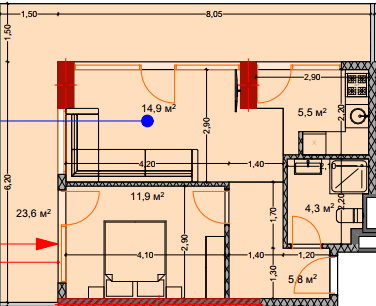 2-bedroom apartment, 67.5 m², 2 floor in "Lagoon Resort"