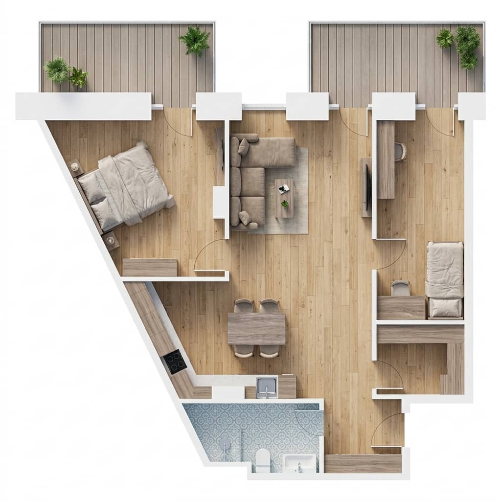 3-bedroom apartment, 87.3 m², 2 floor, Next Downtown in Batumi