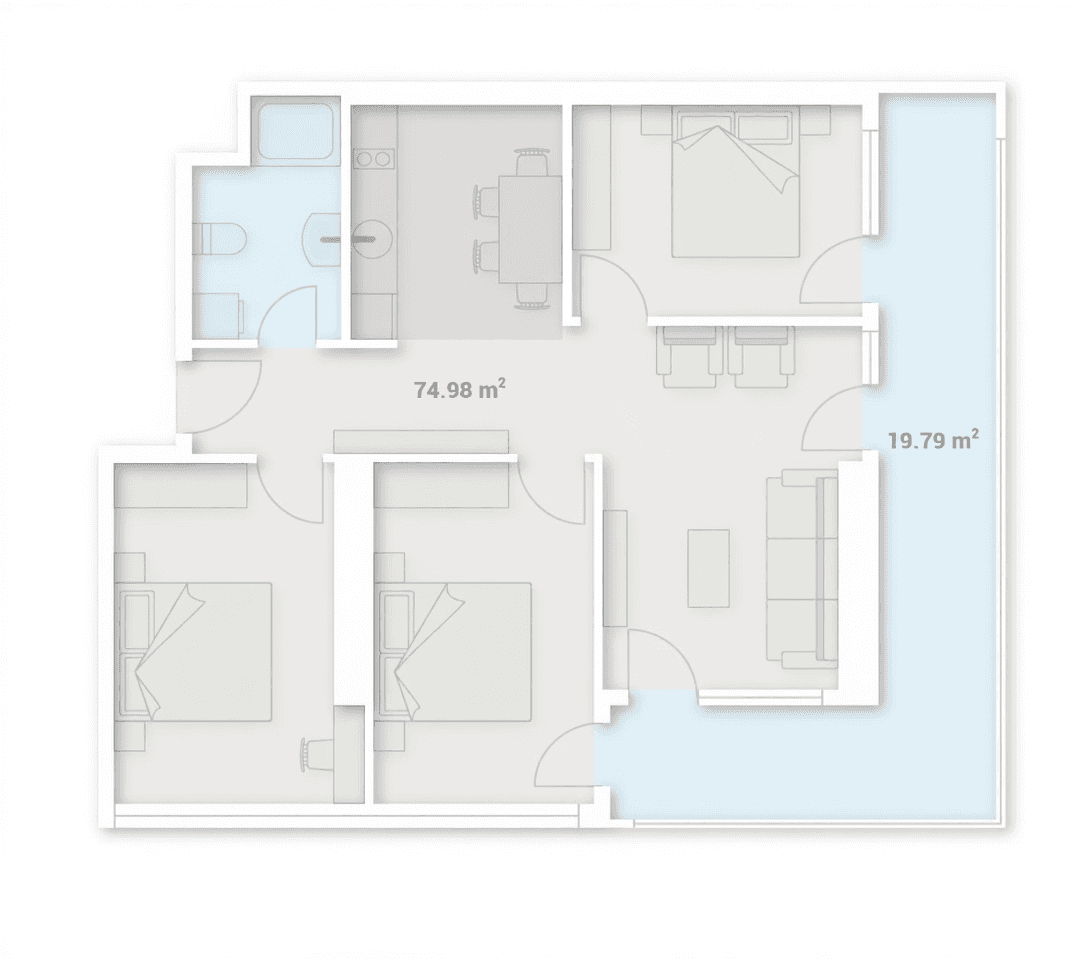 4-bedroom apartment, 94.77 m², 7 floor in "15 Pirosmani Street"