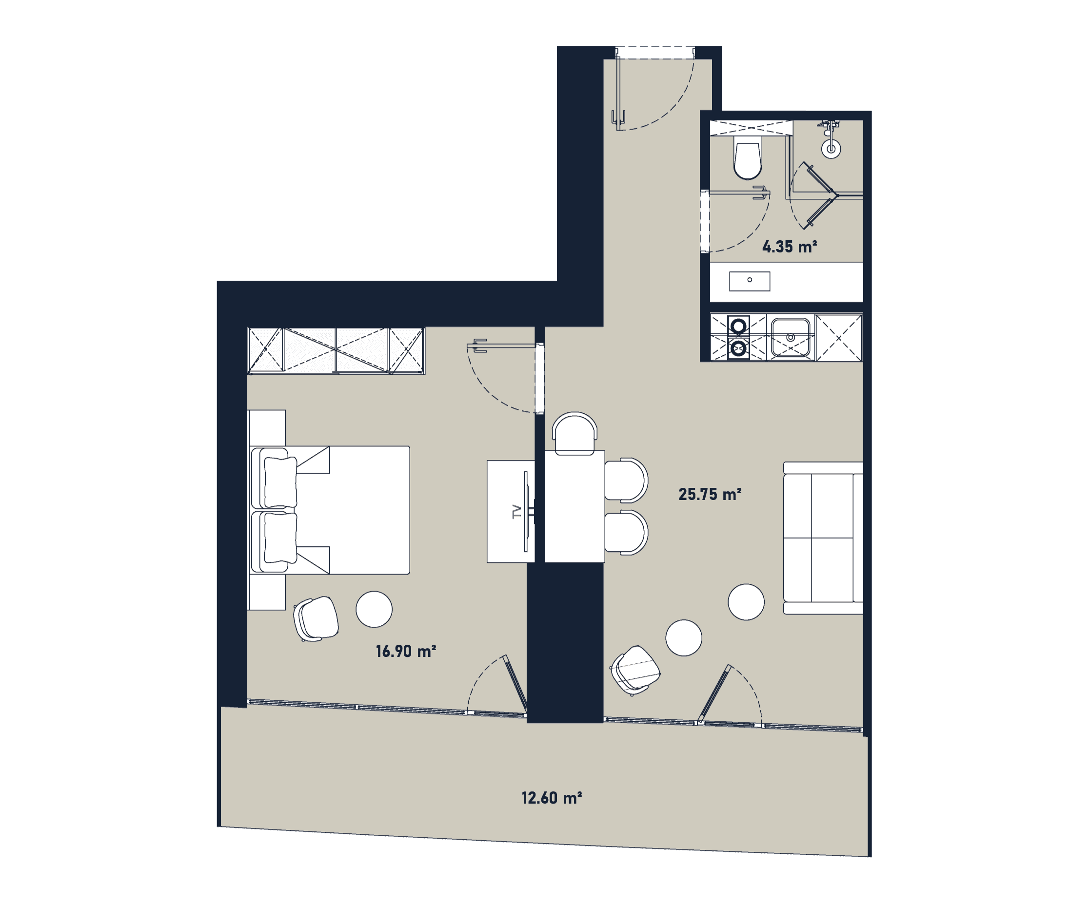 1-комнатная квартира, 59.6 м², 48 этаж в ЖК "Alliance Centropolis"